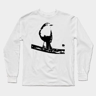 Monochrome cute bird painting Long Sleeve T-Shirt